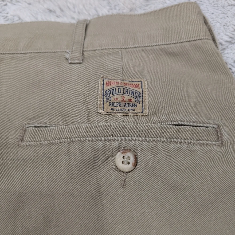 Vtg Polo Ralph Lauren Pants Mens 34x31 Beige Chino Pleated Cotton Twill 90s Prep